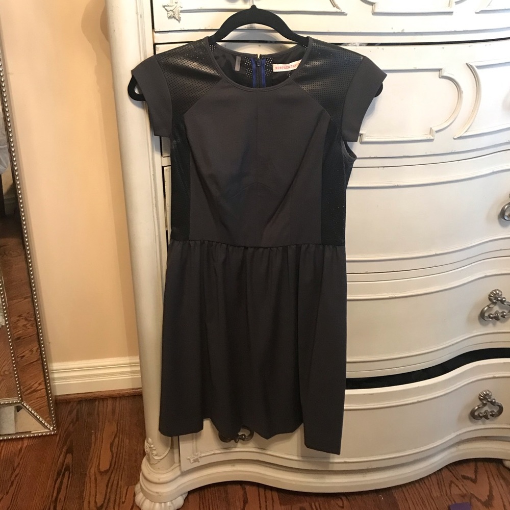 Rebecca Taylor Charcoal Grey Dress &Leather Detail